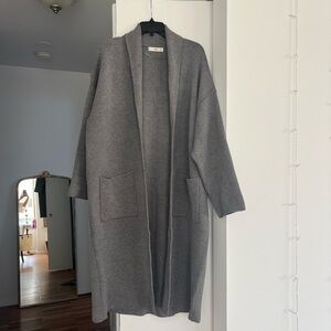 Mango Oversized Gray Knit Cardigan Coat